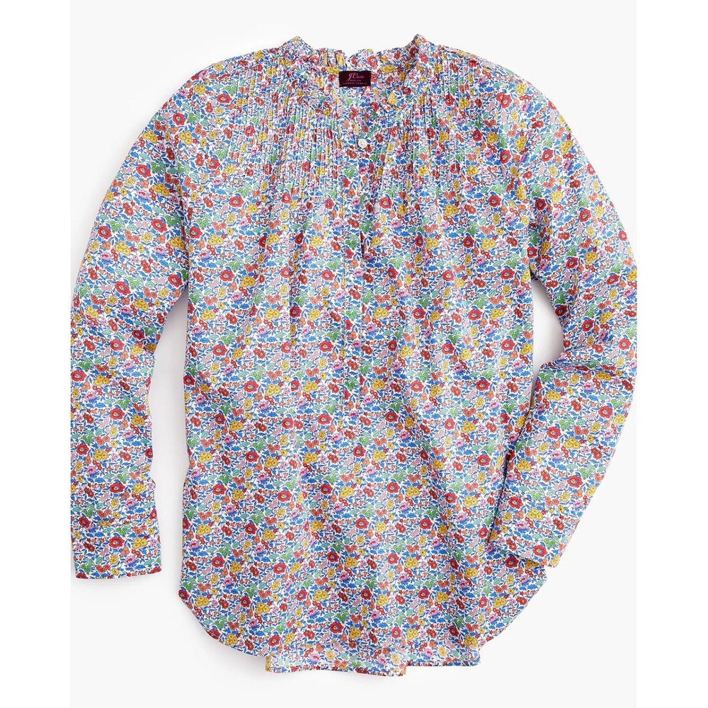J.Crew Liberty London Favourite Flowers Ruffle Popover Blouse Women's 8